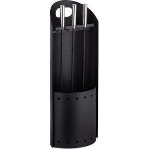 Relaxdays – Serviteur de cheminée 4 pièces en acier inoxydable – Pelle à cendres, balai, tisonnier