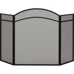 Homcom – Pare-feu cheminée pliable en métal noir – Motif chevron
