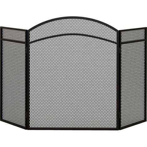 Homcom – Pare-feu cheminée pliable en métal noir – Motif chevron