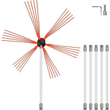 VEVOR Brosse de Cheminee de 6 Metres Kit de Ramonage En nylon pour Poele a Pellet pour Nettoyer Cheminees en Metal ou en Brique