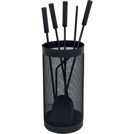 Werka Pro – Serviteur de cheminée 5 pièces – Acier peint noir