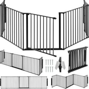 5 Pièces barrière de sécurité, acier, protection enfant, noir