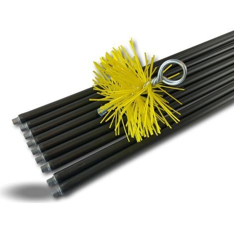 Kibros – Kit ramonage hérisson synthétique 9 cannes 1,4m Ø 150mm – Flexible pour conduits droits