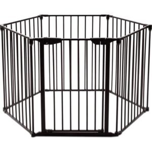 Costway – Barrière de sécurité pliable pour cheminée – Pare-feu en métal noir 380x75cm