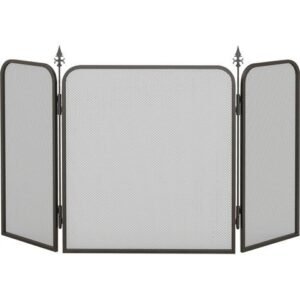 Homcom – Pare-feu cheminée pliable 3 panneaux – Grille de protection en métal noir