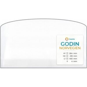 Vitre Godin NORVEGIEN - Verre Rectangle cintré pour poêle à bois - 465 x 264 / 218 mm (L1 x H1 / H2) - 4 mm