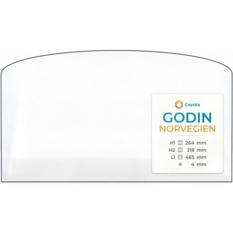 Vitre Godin NORVEGIEN - Verre Rectangle cintré pour poêle à bois - 465 x 264 / 218 mm (L1 x H1 / H2) - 4 mm