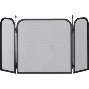Relaxdays – Pare-étincelles cheminée en acier noir – Grille anti étincelles pliable