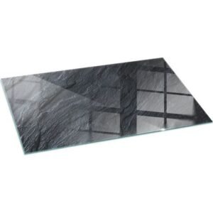 Plaque de protection de sol en verre pour cheminée ou poêle moderne anti-chaleur et étincelles Texture surface pierre 100x50 cm