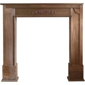 Mobili Rebecca – Encadrement cheminée décorative en bois de Paulownia marron shabby – Dimensions 100x105x21 cm