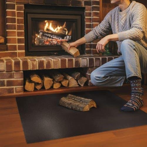 Tapis de protection pour sol devant cheminée, plaque rectangulaire noire 100x70 cm – Tulup