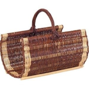 Aubry Gaspard – Panier à bois en osier brut et blanc – Dimensions 50x37x30 cm