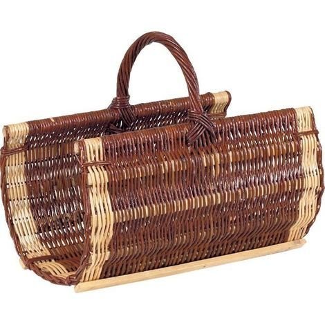 Aubry Gaspard – Panier à bois en osier brut et blanc – Dimensions 50x37x30 cm