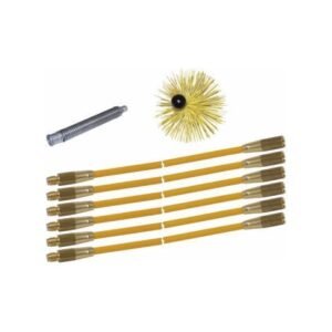 Kit ramonage hérisson rilsan Ø125mm – 9m de cannes fibre de verre – Pour ramonage de conduits de cheminée