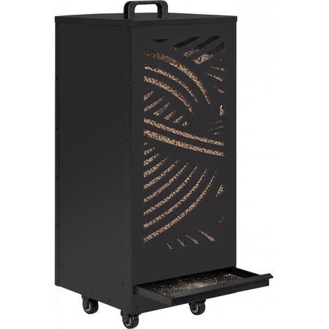 Idmarket – Réservoir à granulés 55 kg noir – Tiroir récupérateur