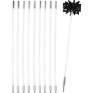 Kit de Ramonage Poêle Pellet Réglable Brosse Nettoyage de Cheminée 410mm Conduits 9 Cannes de Ramonage Kit pour Nettoyage du Poêle à Granulés Outil Nettoyage pour Cheminées