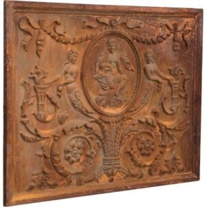 Biscottini – Plaque de cheminée en fonte décorative – Absorbe la chaleur
