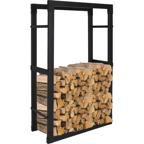 TolleTour Range bûches intérieur/Extérieur en métal noir pour le bois de chauffage rétractable Extensible L 40/53/65CM