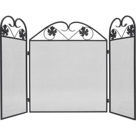 Vidaxl – Écran de cheminée 3 panneaux fer noir – Hauteur 61 cm