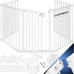 KESSER® Barrière de cheminée avec porte, métal - blanc