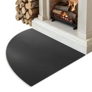 Plaque de protection d’angle pour poêle ou cheminée en métal noir 100x100 cm – Tulup