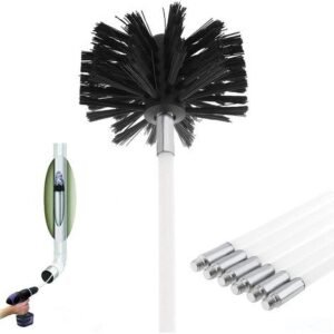 Kit Brosse de Cheminée, Outil Nettoyage pour Cheminées Brosse Kit de Ramonage Ccontient 6 (61cm Tiges Flexibles et 1 (100mm) Tête de kit de ramonage du Poêle à Granulés pour Poêle à Pellet