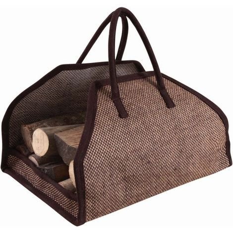 Aubry Gaspard – Panier à bois en jute plastifiée – Dimensions 51 x 36 x 32-53 cm