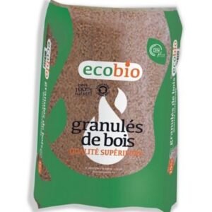 Granulés bois Ecobio sac de 15kg, 100% naturel, DINplus, faible cendre, haute performance