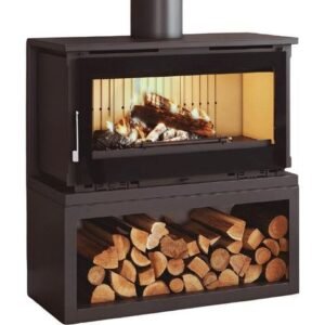 Fm Calefaccion — Poêle à bois raccordable avec range-bûches