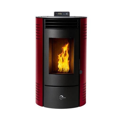 Poêle à granulés étanche Azora 11,6 kW Bordeaux Sannover + Kit d'installation